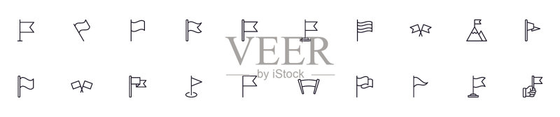 标志概念。现代高品质 Ð Ð Ð 线条图标的集合。可编辑笔划。网站、传单、横幅、网上商店和公司的优质线性符号。图标素材