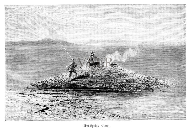 美国黄石国家公园温泉锥插画图片素材