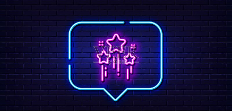 星星线性图标,最佳排名标志,霓虹灯语音气泡,矢量图图标素材