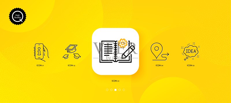 工程文档、帽子和想法极简线条图标。用于Web应用程序、印刷。矢量图图标素材