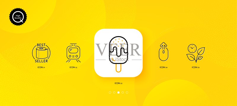 冰淇淋、树叶和火车极简线条图标矢量素材图标素材