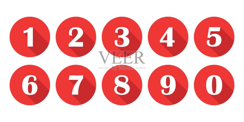 扁平风格的数字字体图标排版矢量插图图标素材