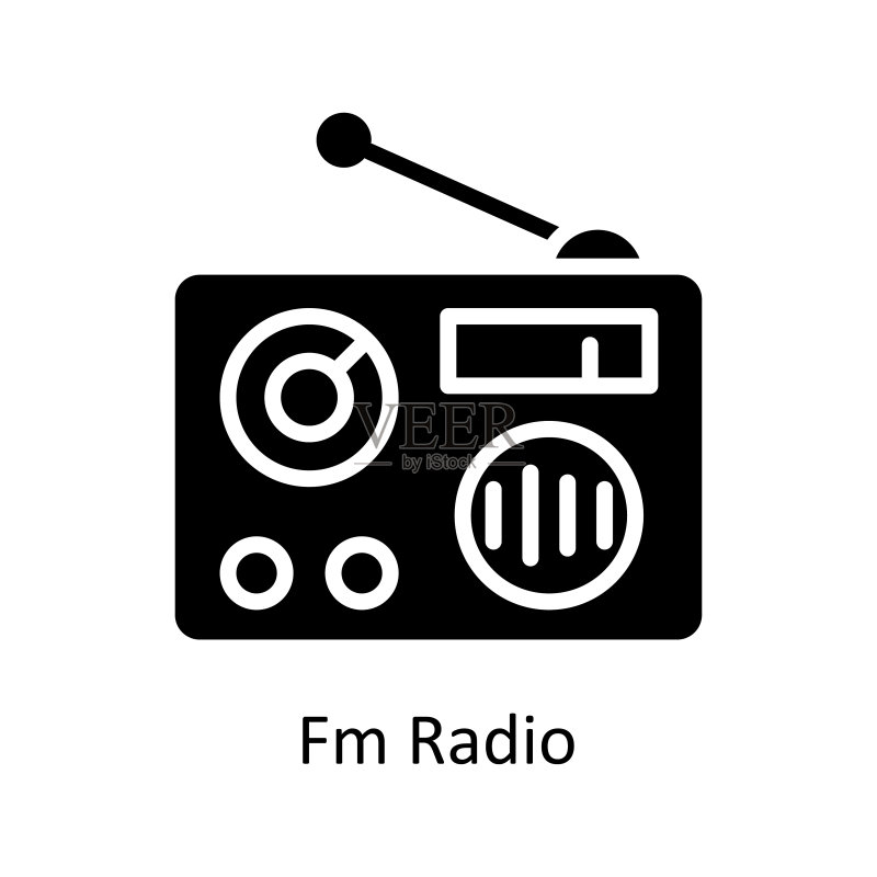 FM收音机矢量实心图标设计,白色背景EPS 10文件图标素材