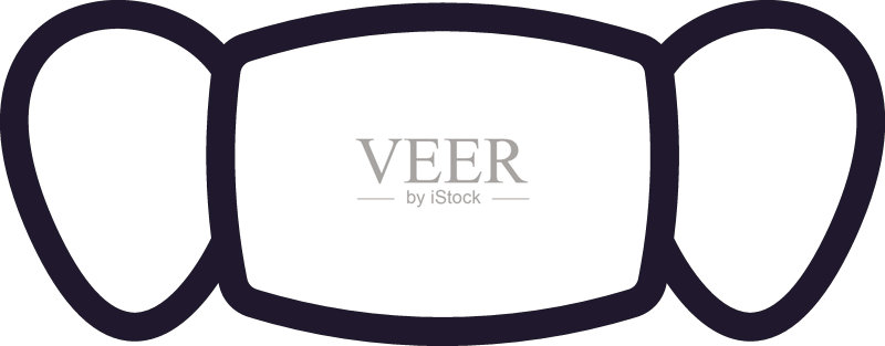 口罩矢量线条图标。适用于网站、设计、网店、公司、书籍、广告的优质logo。黑色轮廓图,白色背景图标素材