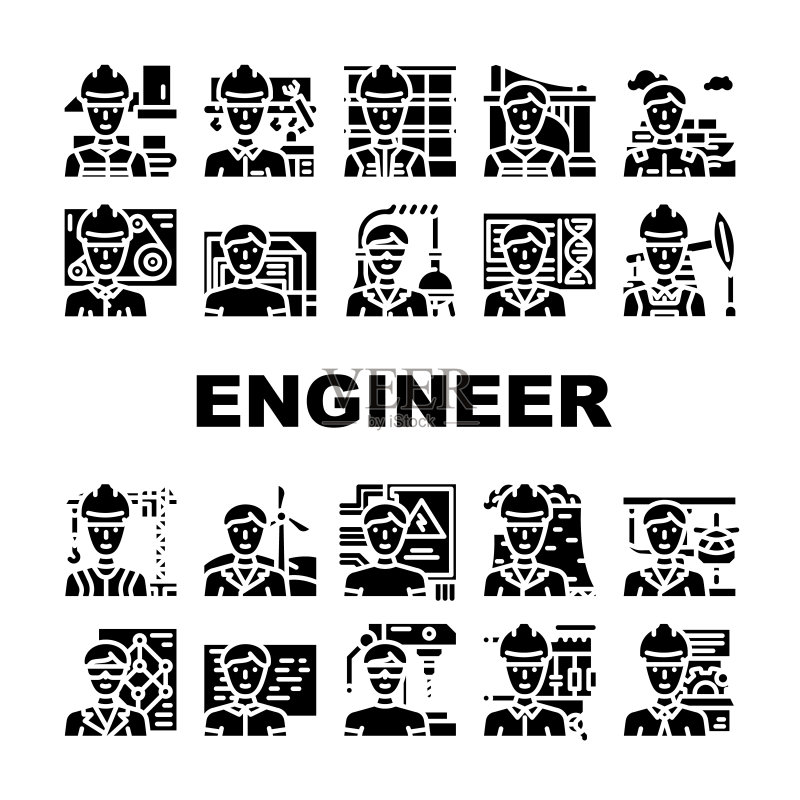工程师工人建筑图标集矢量图图标素材
