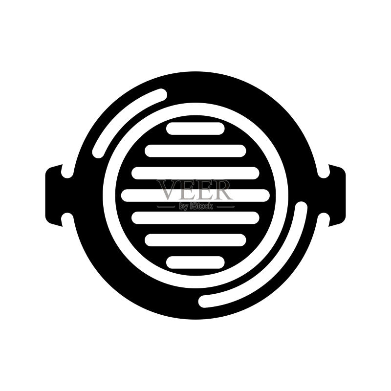 铸铁煎锅厨具字形图标矢量插图图标素材