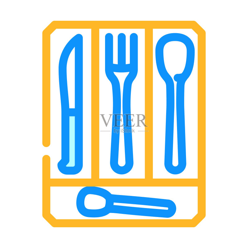 餐具收纳盒家居用品彩色图标矢量插图图标素材