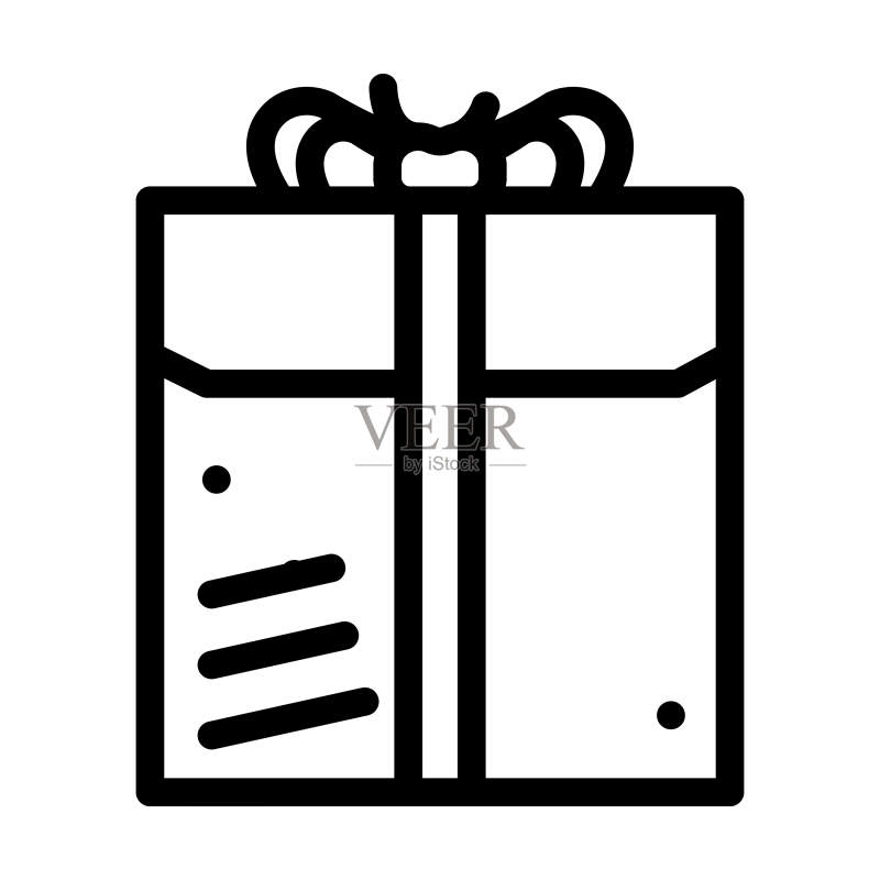 金色礼品盒线条图标矢量图图标素材