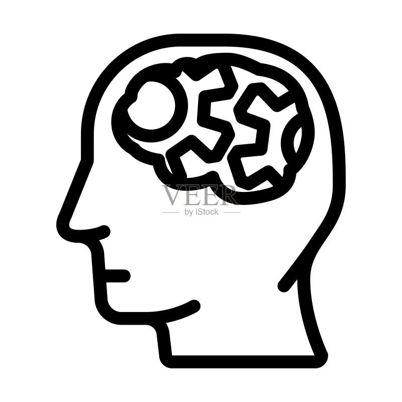 思考大脑人体线条图标矢量图图标素材