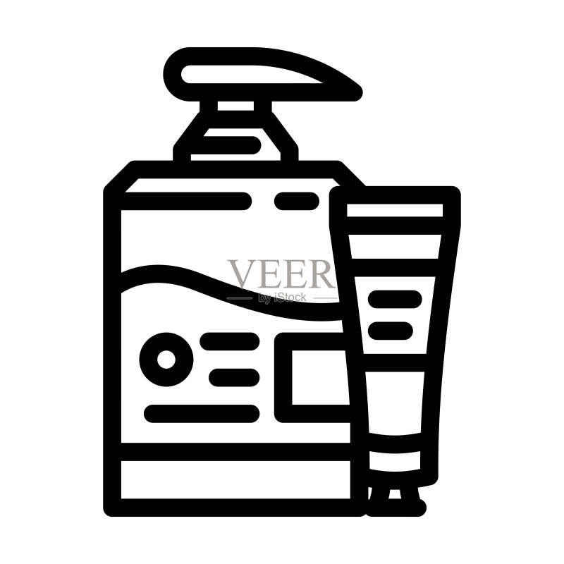 润肤霜化妆品线性图标矢量图图标素材