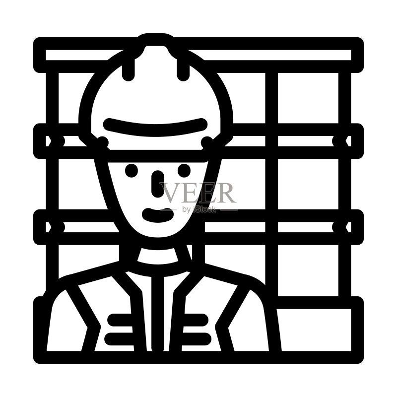 工程师建筑工人线条图标矢量素材图标素材