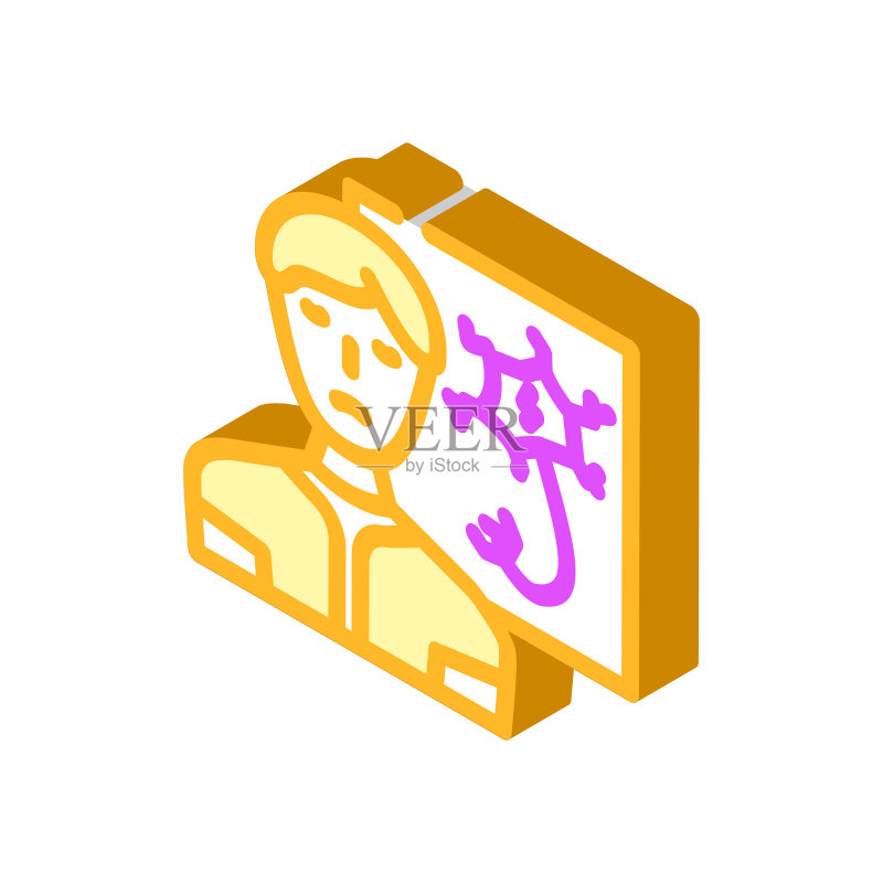 压力大头痛的紧张的人2.5D矢量图标图标素材