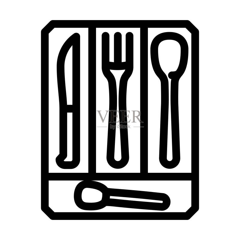 餐具收纳盒家居用品线条图标矢量图图标素材