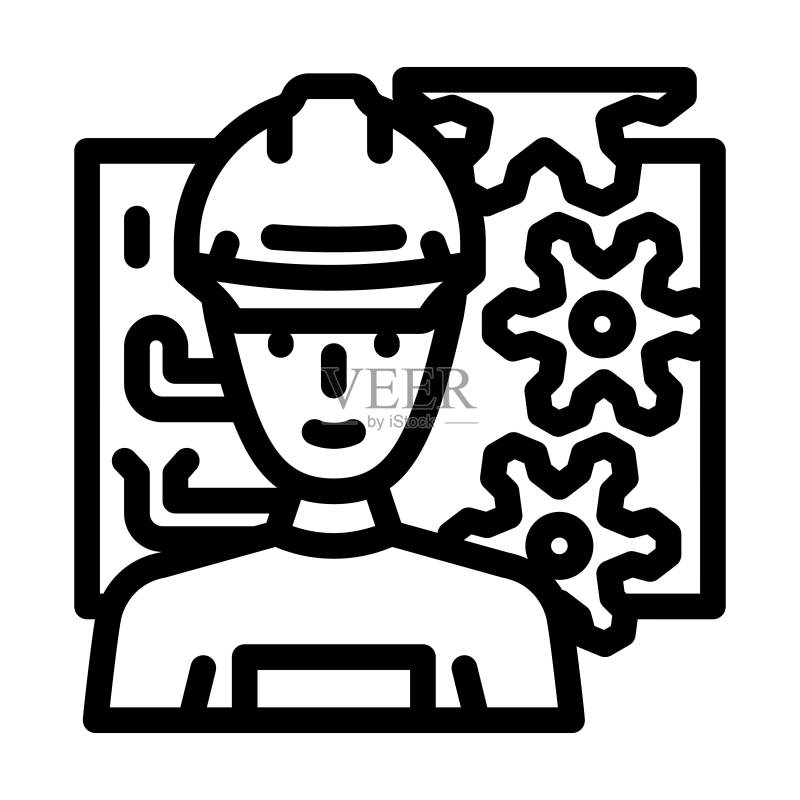 维修技工维修工人线条图标矢量图图标素材