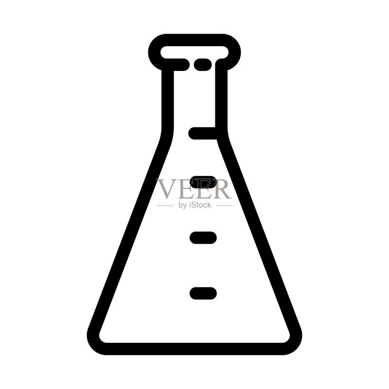 锥形瓶化学玻璃器皿实验室线性图标矢量图图标素材