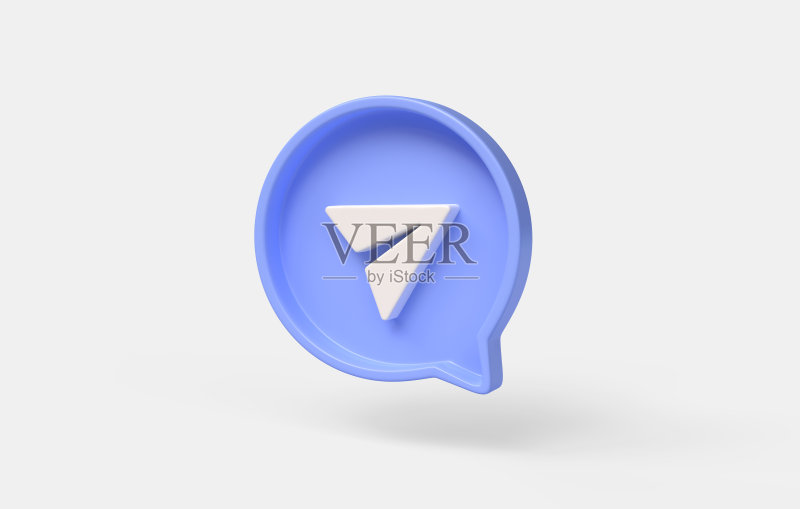 蓝色气泡上的3D飞机图标:电子邮件发送信息概念图标素材