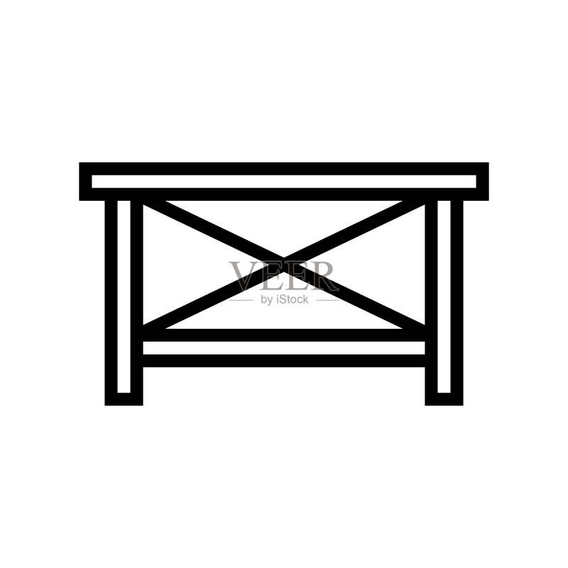 咖啡桌家居内饰线条图标矢量插图图标素材