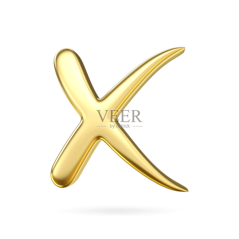 3D金色金属对勾叉号图标图标素材
