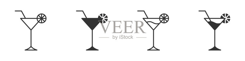鸡尾酒图标。简约设计。矢量图。图标素材