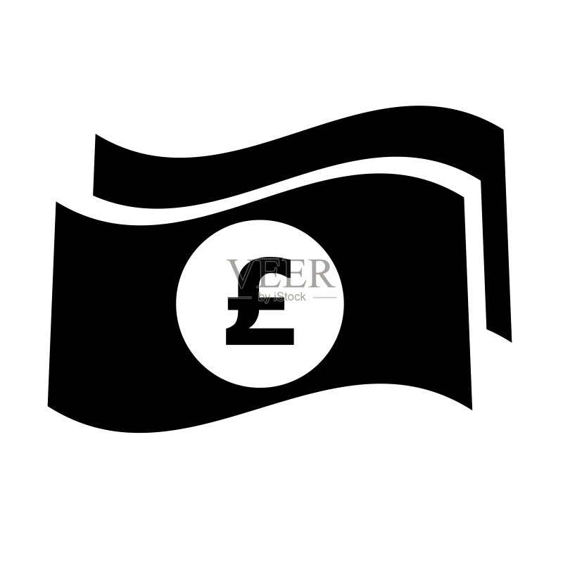 英镑剪影图标英镑纸币矢量图标素材