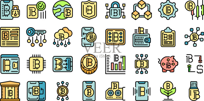 比特币钱包图标扁平化设计图标素材
