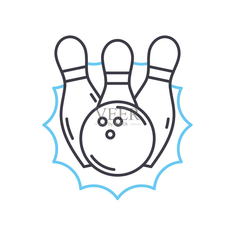 保龄球线条图标,轮廓符号,矢量图,概念标识图标素材
