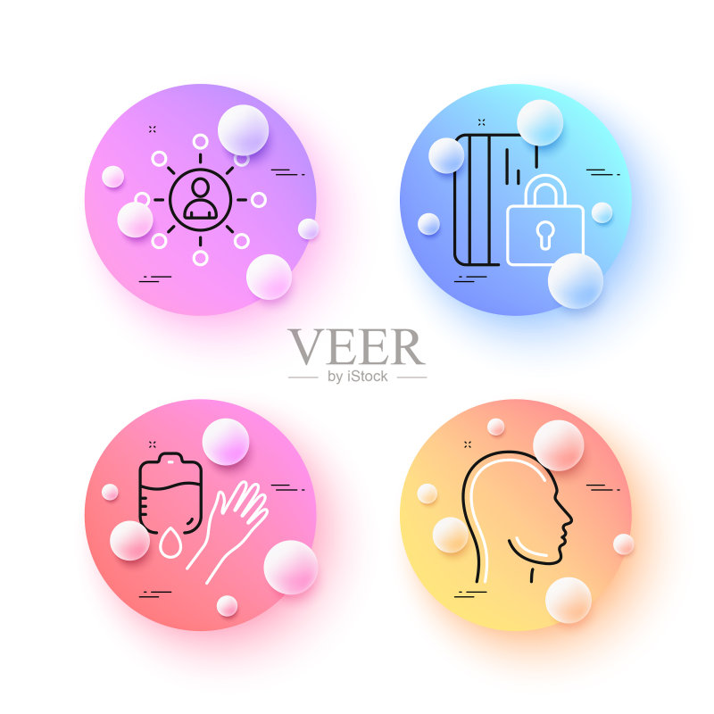 禁止银行卡联网与血液极简线条图标素材