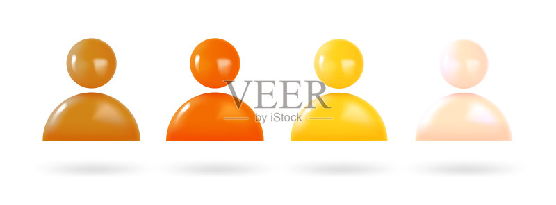 白色背景上孤立的彩色人群3D矢量图图标素材