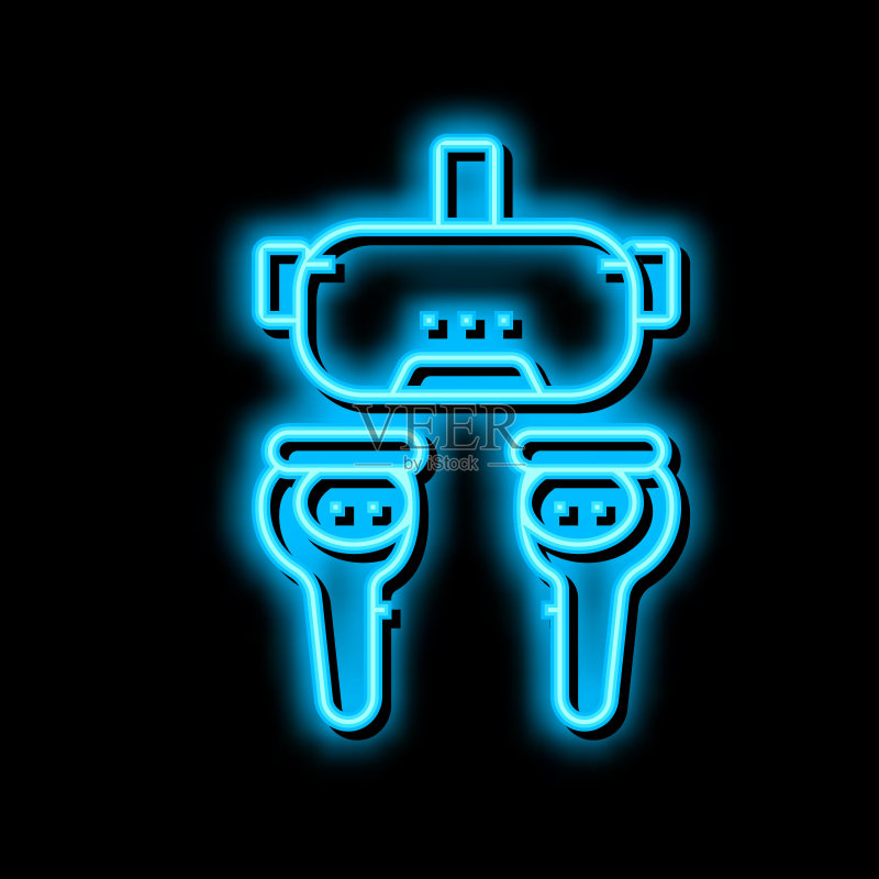 VR头显霓虹灯发光图标插画图标素材