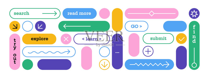 彩色网页按钮导航图标素材图标素材