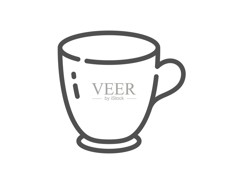 茶杯线条图标,餐具咖啡杯矢量图图标素材