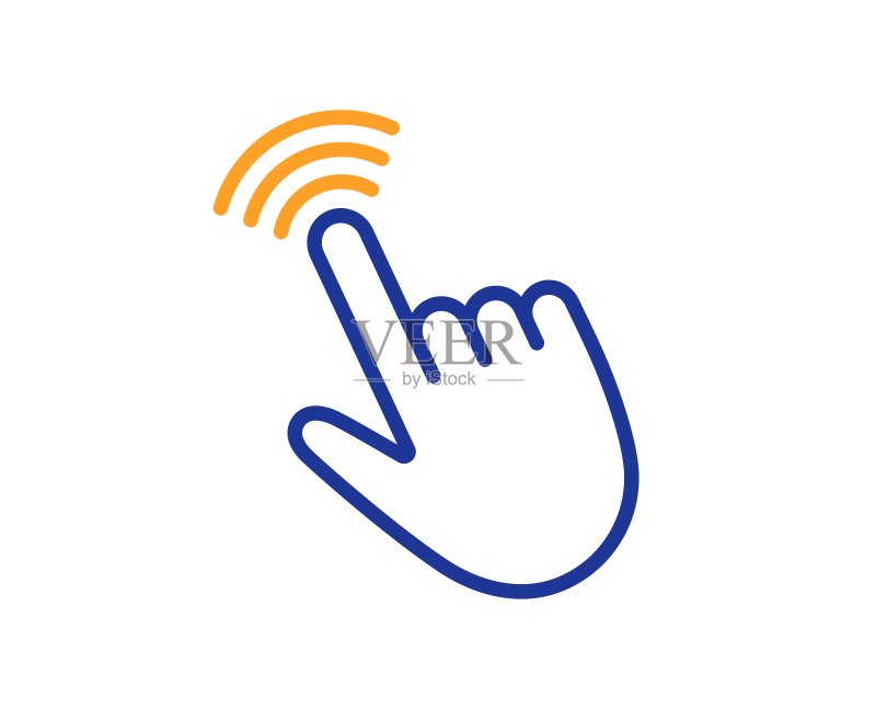 手部光标线条图标。点击动作标志。矢量图标素材