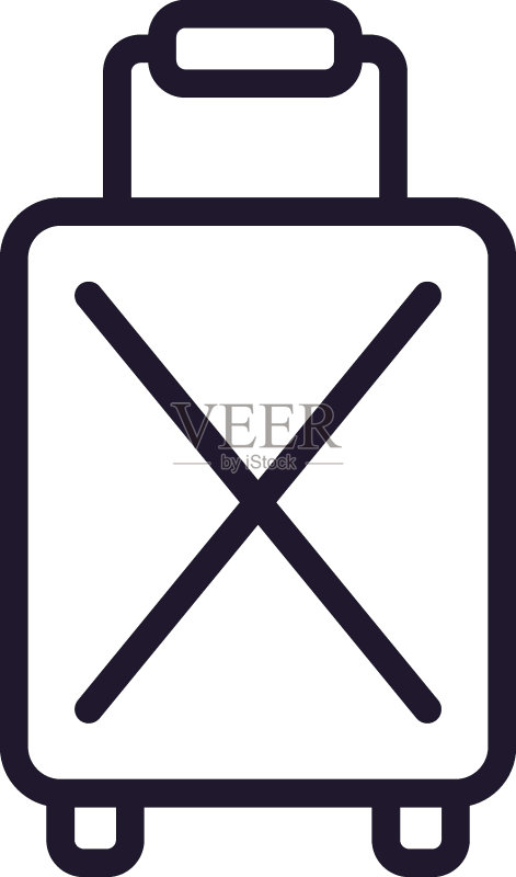 白色背景上的单线条手提箱图标(可用于移动应用、网页设计等)图标素材
