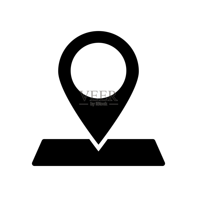 陆地和地图图钉剪影图标矢量图图标素材