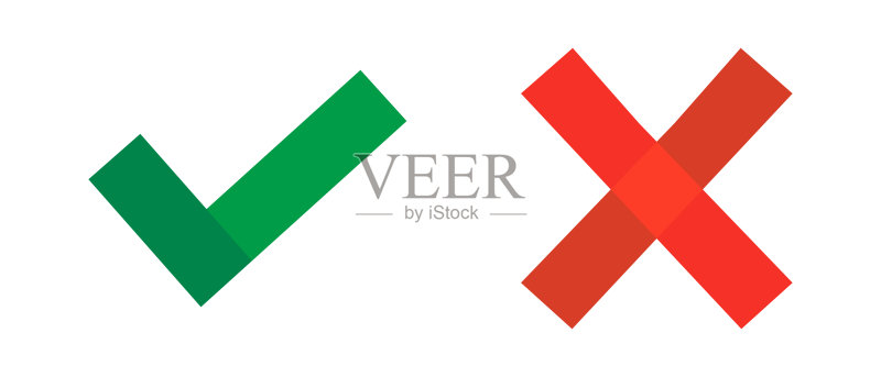 扁平风格现代对勾和叉号图标集(矢量图)图标素材