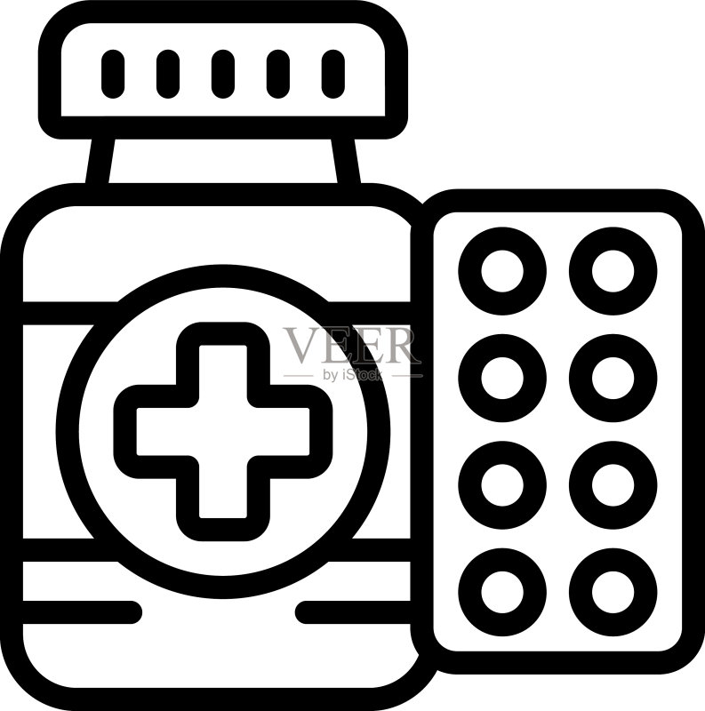 药丸图标轮廓心脏图标素材