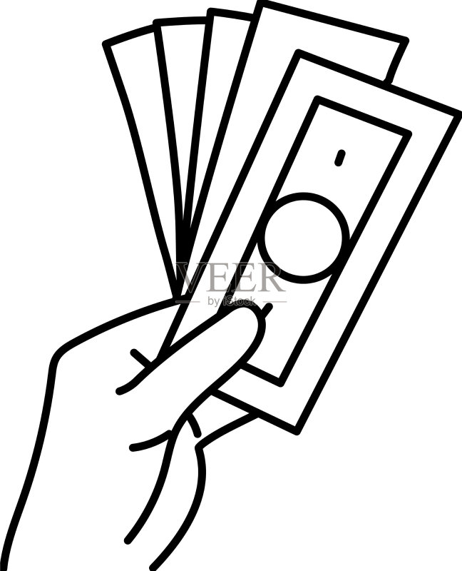 金钱手部线条图标图标素材