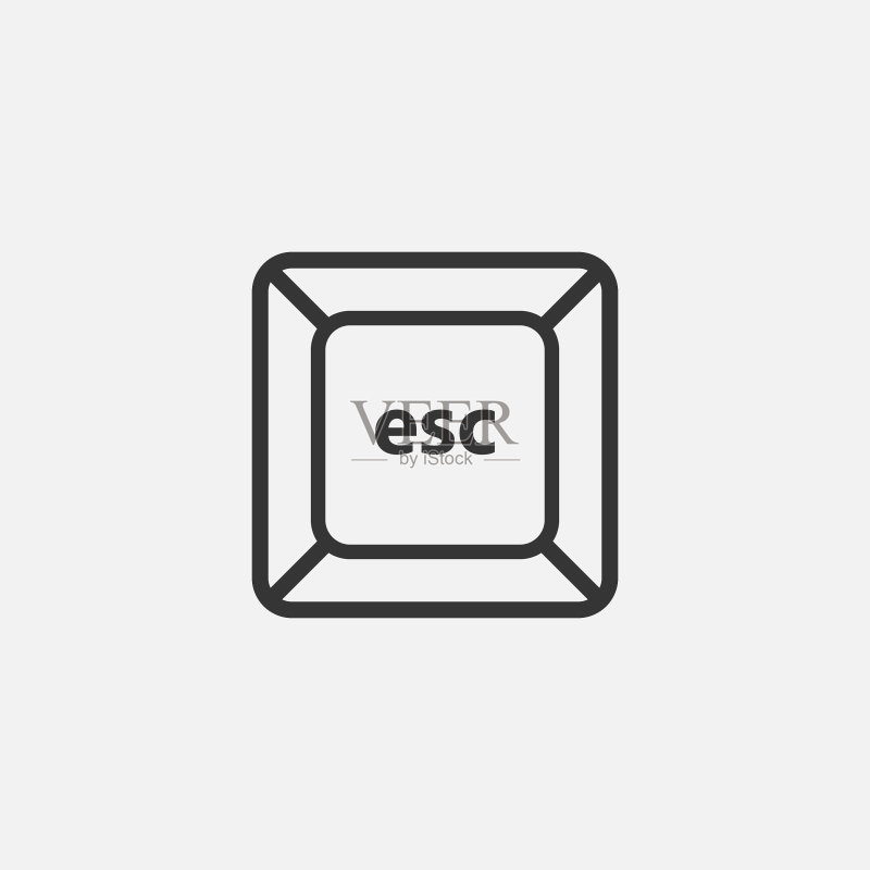 Esc键线条图标。键盘上的退出、返回功能符号。矢量图图标素材