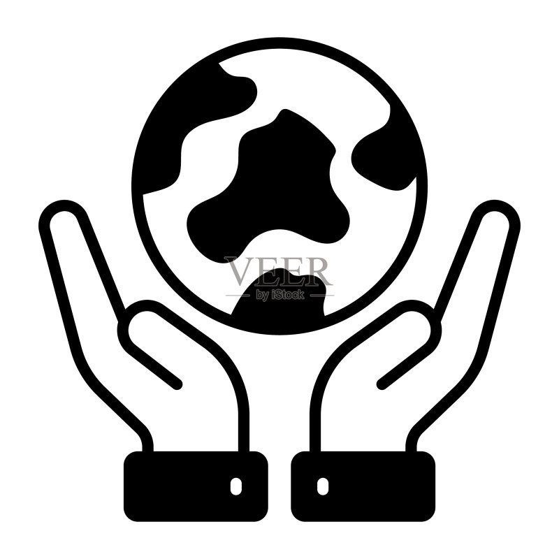 人类手上的地球,拯救世界概念图标素材