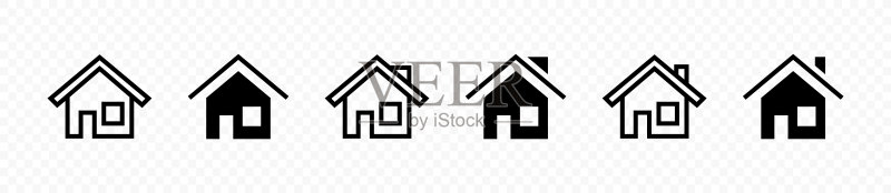 房屋矢量图标集。家庭图标集合。主页图标集。矢量图形图标素材