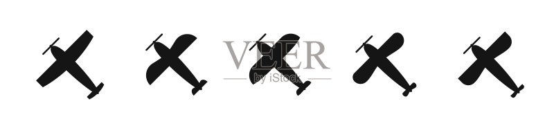飞机图标集。飞行器图标合集。飞机图标集。扁平黑色飞行图标。矢量图图标素材