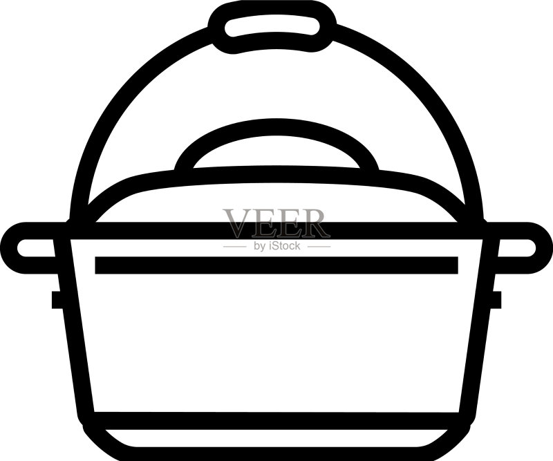铸铁荷兰烤箱厨具线性图标图标素材