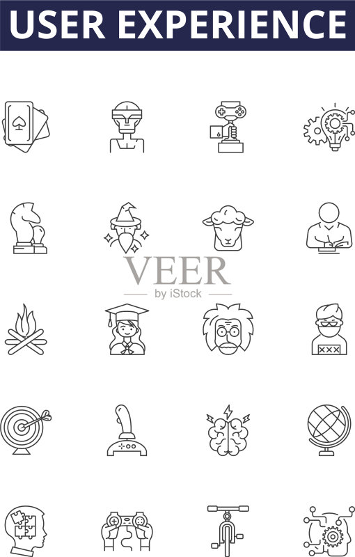 用户体验线性图标和标志图标素材