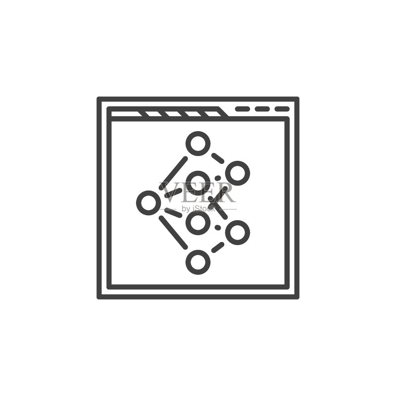 Web浏览器中的神经网络矢量概念线条图标图标素材