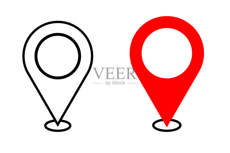 定位地标logo线性图标,GPS导航地图定位图标,地标位置标记旅行距离图标,地址位置指针GPS符号,地理定位GPS标签地图标签图标素材