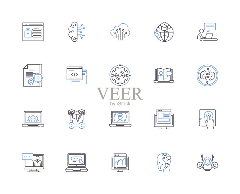 网页编程线性图标合集:Web、HTML、CSS、JavaScript图标素材