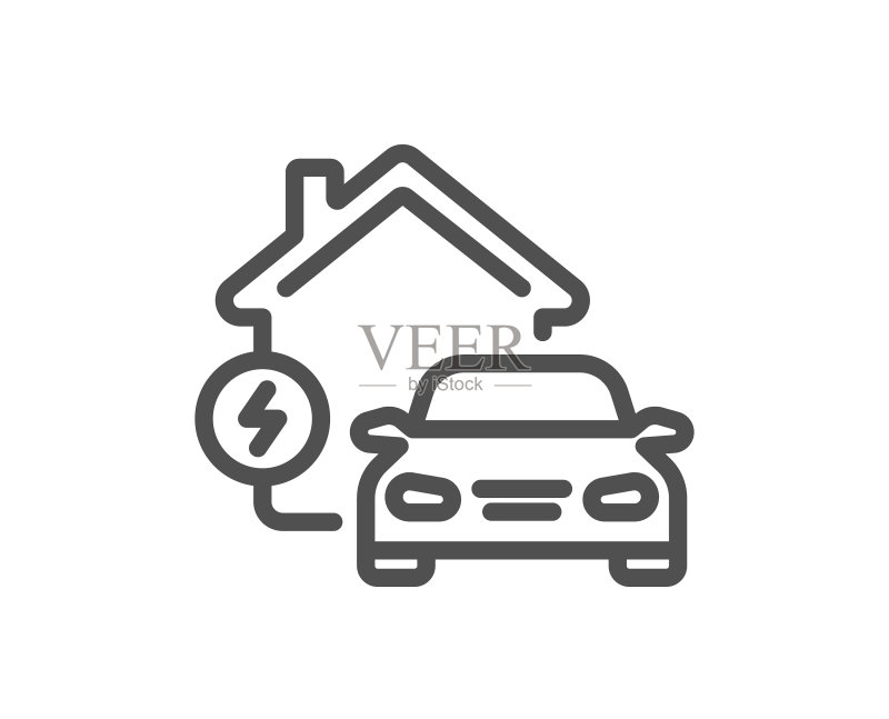 家用汽车充电站线性图标图标素材