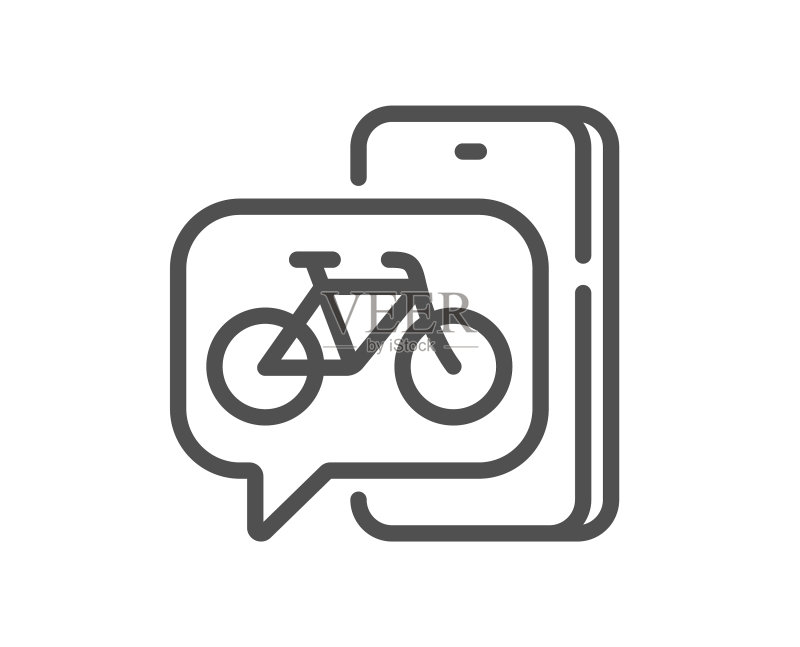 自行车App线性图标城市自行车交通标志图标素材