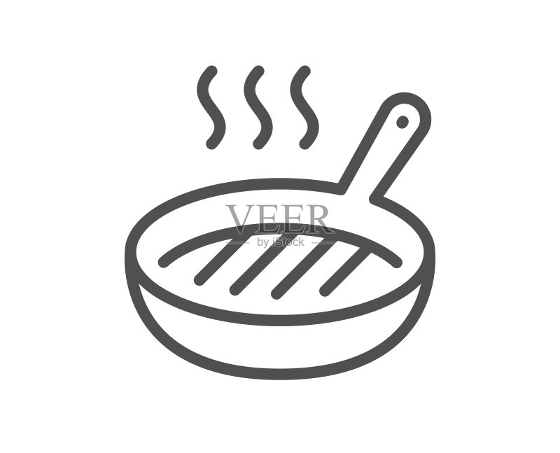 烤盘线条图标,烹饪食物烤架标志图标素材
