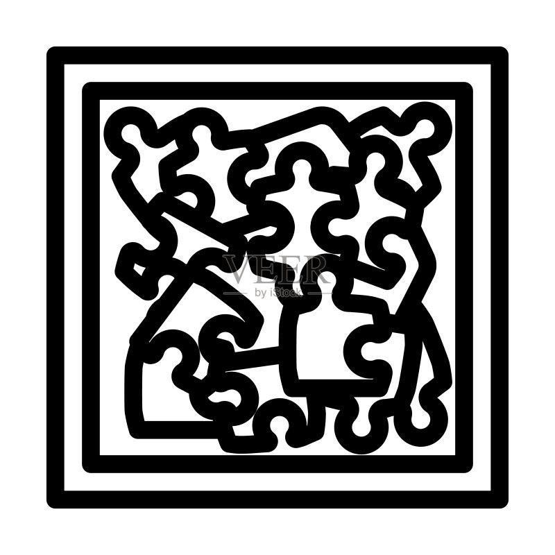 拼图游戏棋盘桌面线性图标矢量图图标素材
